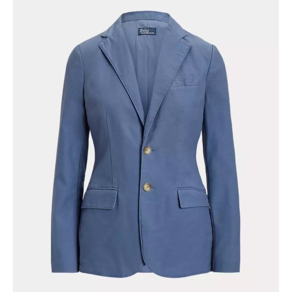 $498 Polo Ralph Lauren Women's Cotton Sateen Blazer Blue Size 0